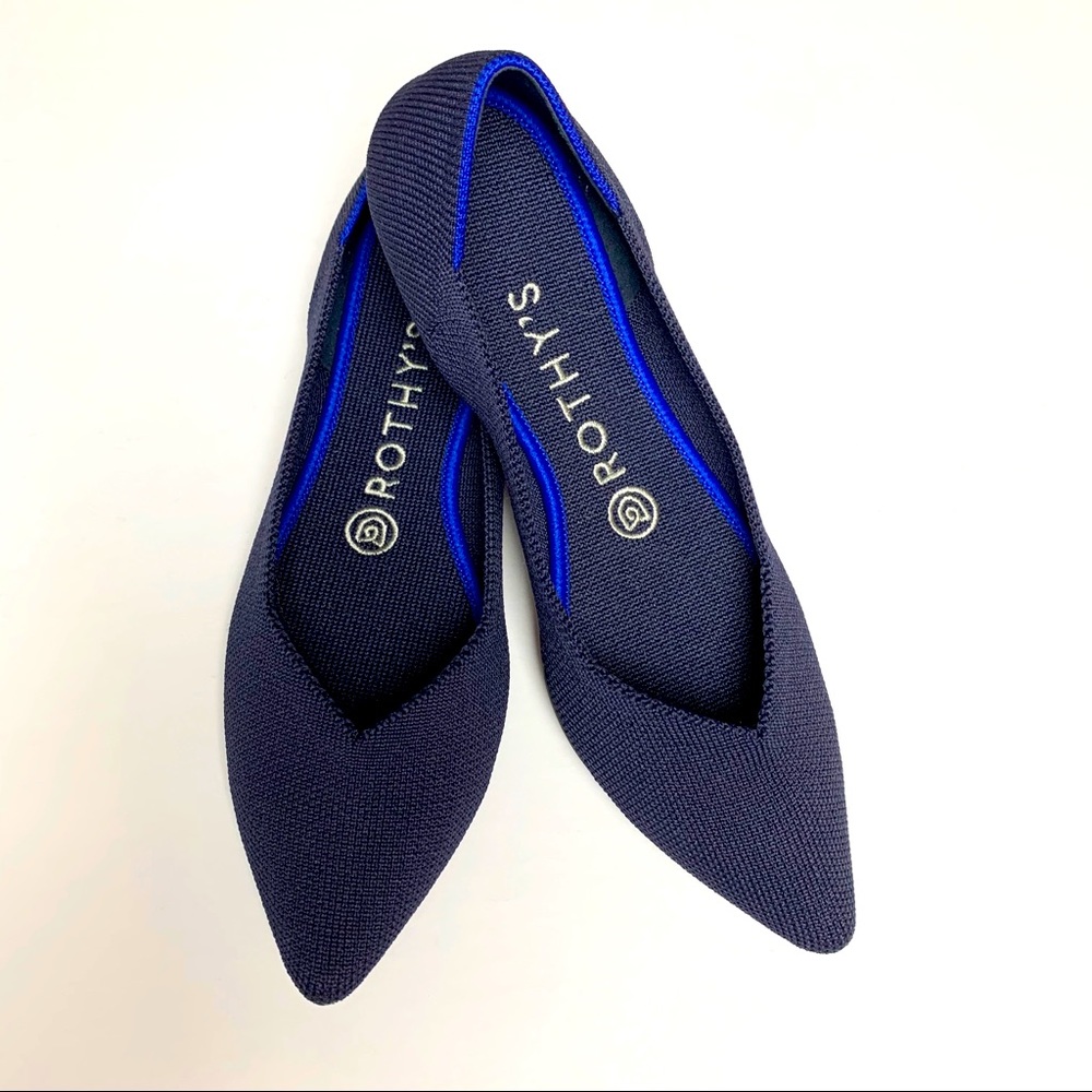 Rothy,s Womens Navy Knit Pointy Toe Flats Sz 7.5
